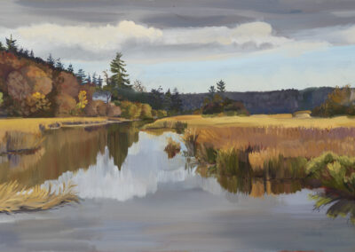 The Cowichan Estuary in Fall #2 oil painting, 24"x48"